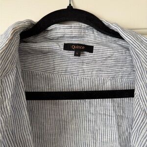 Quince Blue and White Striped shirt dress